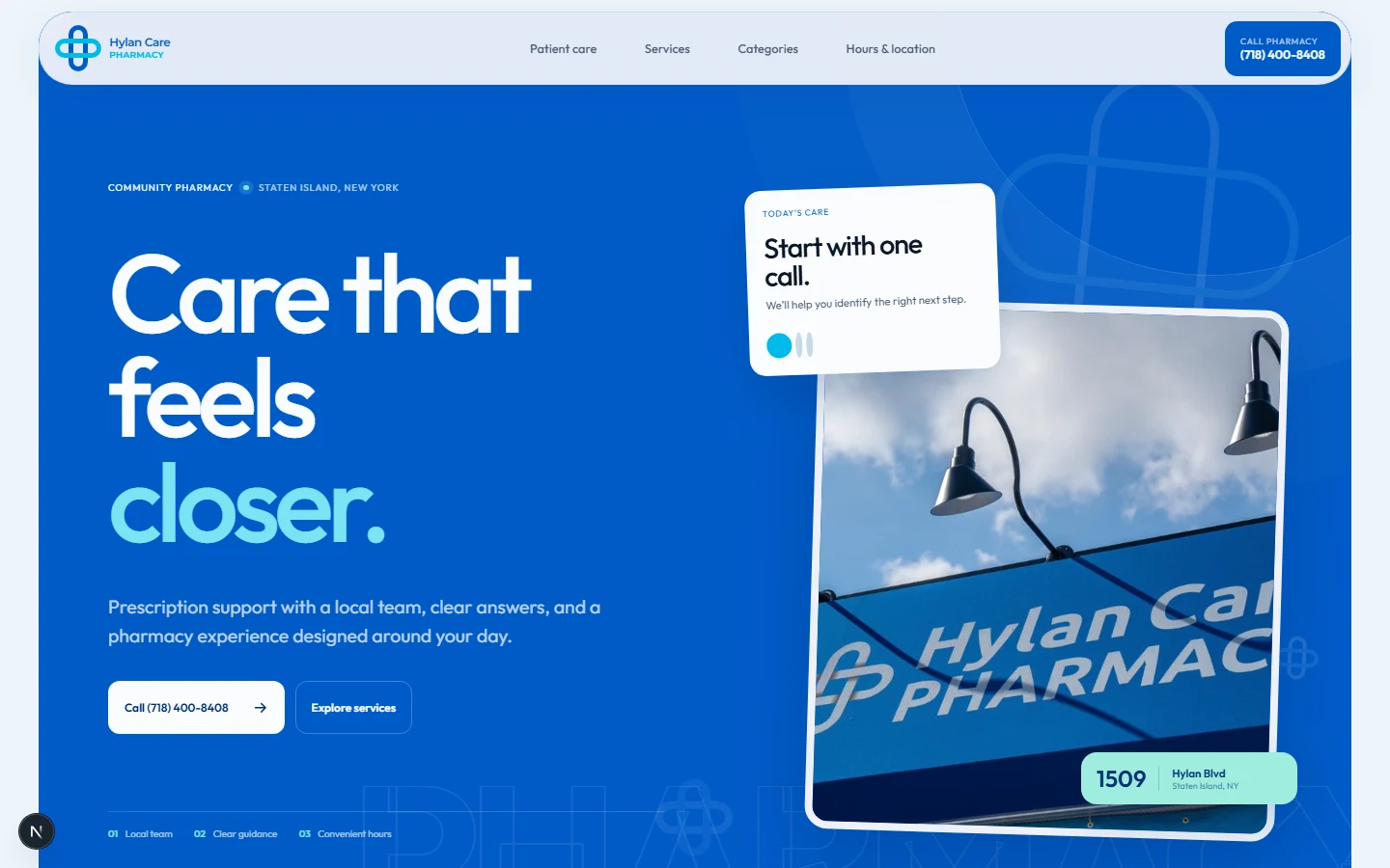 Hylan Care Pharmacy live website homepage